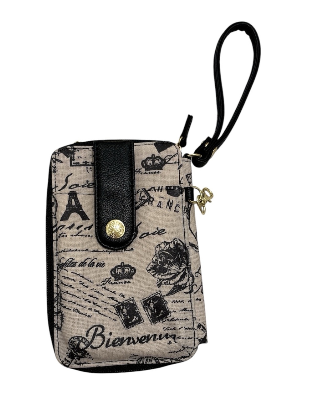 Canvas and Leather Wristlet